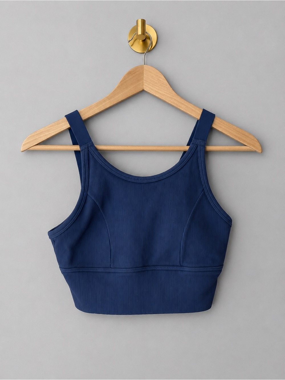 Offline by Aerie Blue Ribbed Longline Sports Bra Crop Tank Activewear